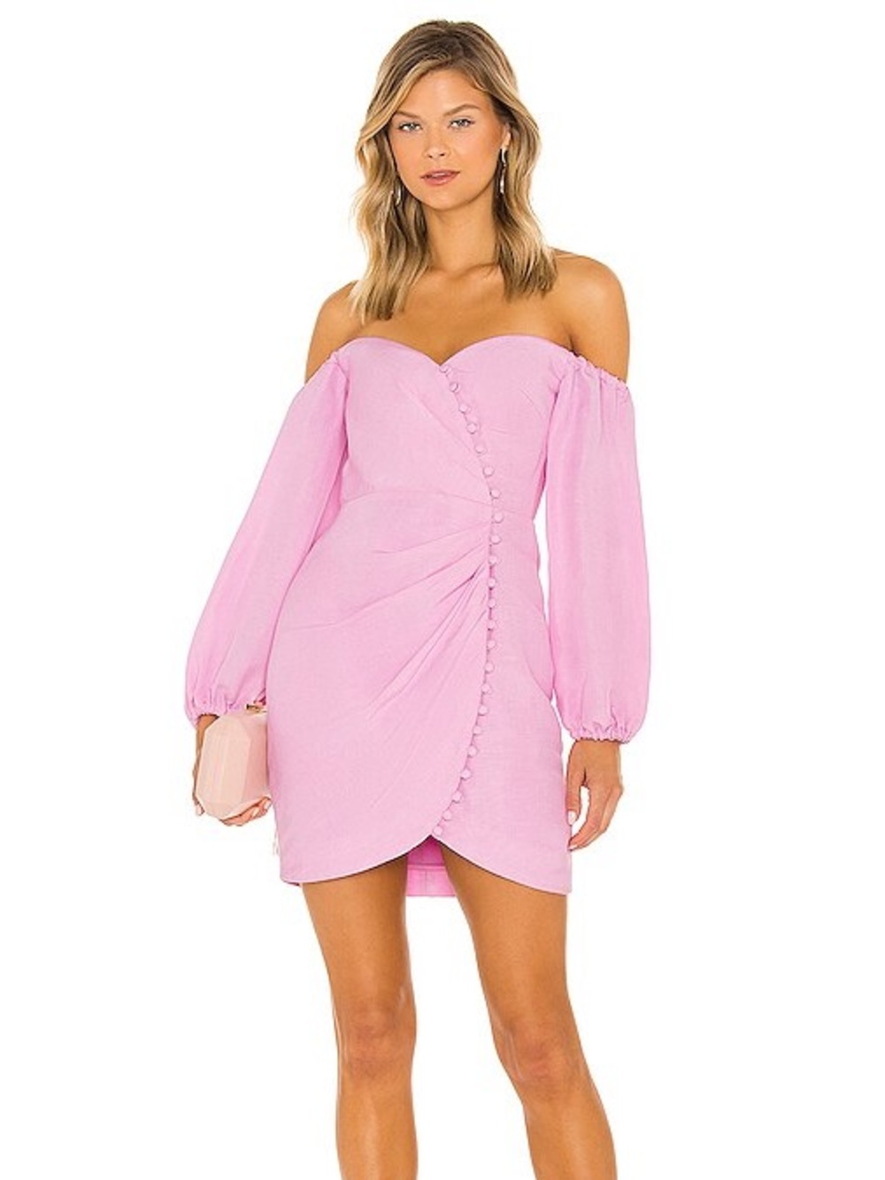 Revolve Significant Other Camilla Dress Pop Pink Off-Shoulder Mini US 4 or Small